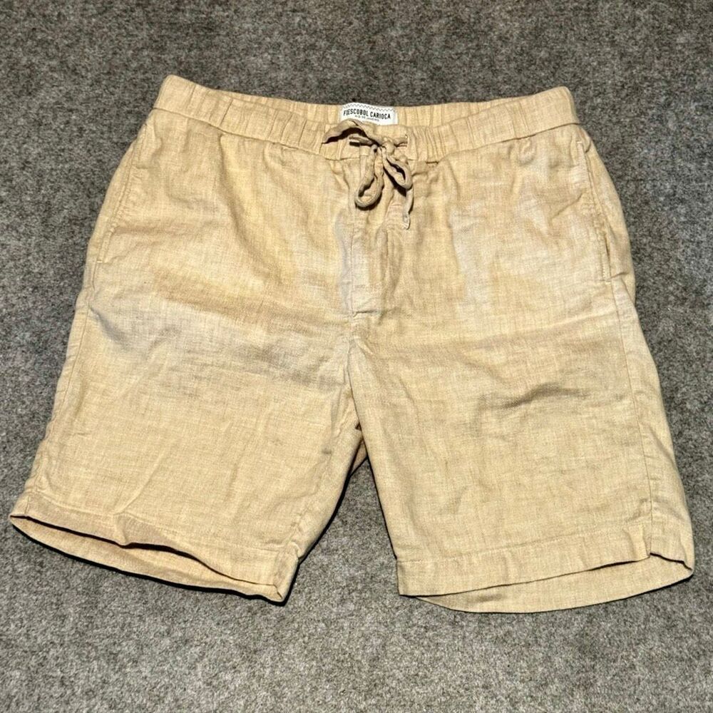 Frescobol Carioca Linen Shorts. Tan. Size 34.